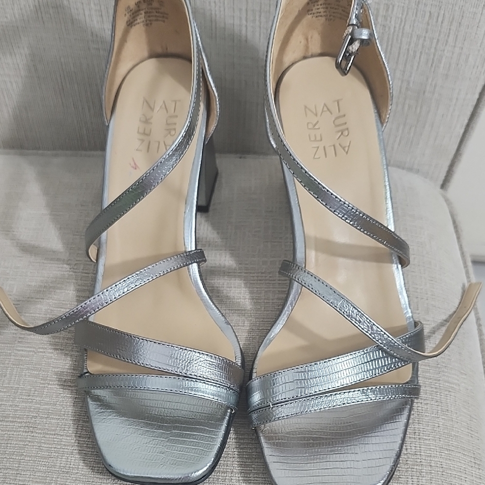 Naturalizer Metallic Silver Strappy Heels
